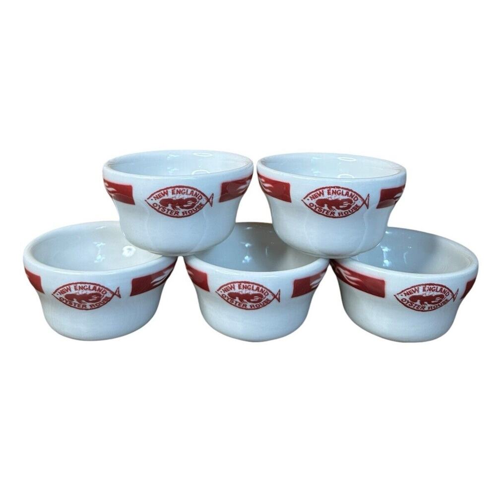 Vtg Jackson China New England Oyster House Restaurant Ware Soup Cups Bowls Set 5
